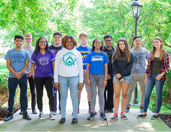 high school students on Pitt's campus