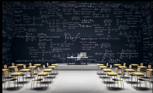 chairs and blackboard